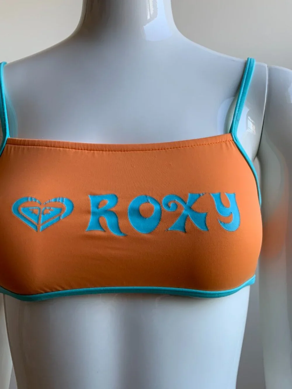 Roxy Girls logo swimwear orange & blue sporty 2pc bikini set